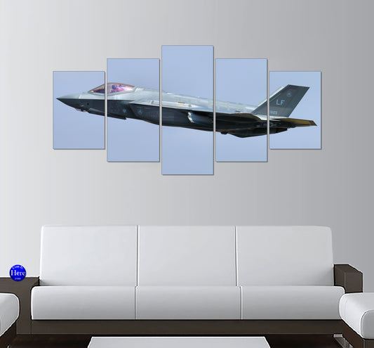 F-35 Low Speed Pass At RIAT 2018 Fairford UK 5 Panel Canvas Print Wall Art