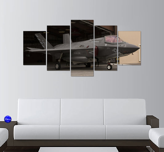 F-35 Leaving The Hangar 5 Panel Canvas Print Wall Art