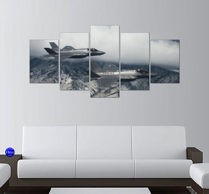 F-35 Lightning II Stealth Fighter Jets Over Snowy Mountains