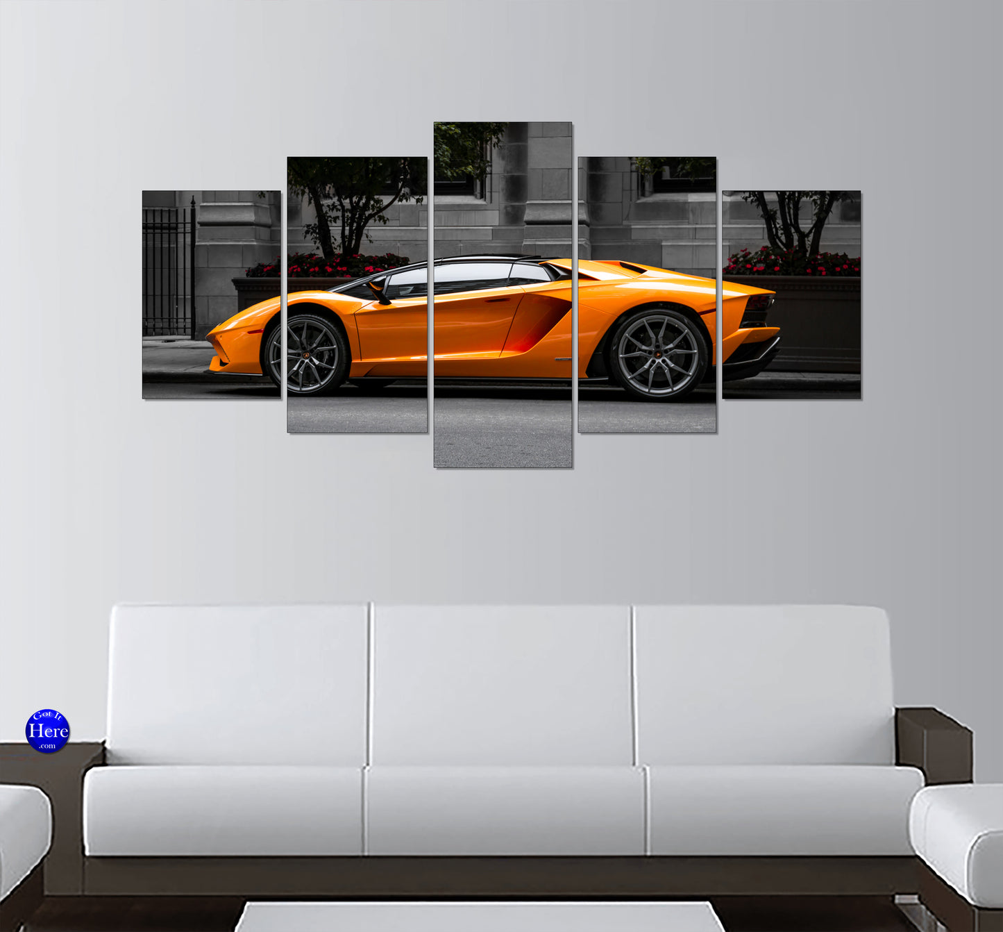Lamborghini Aventador Orange 5 Panel Canvas Print Wall Art