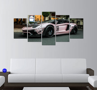 Metallic Pink Liberty Walk Lamborghini Aventador on City Street