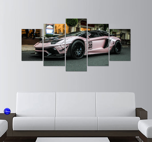 Metallic Pink Liberty Walk Lamborghini Aventador on City Street