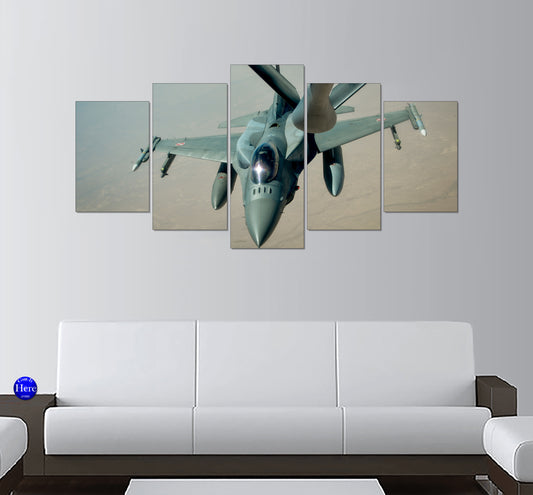 F-16 Refueling In-Flight 5 Panel Canvas Print Wall Art