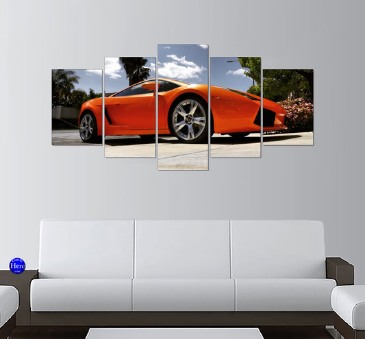 Lamborghini Gallardo Orange 5 Panel Canvas Print Wall Art