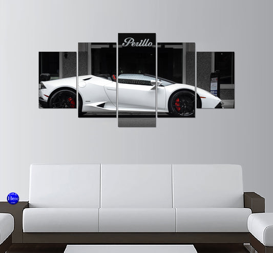 Lamborghini Huracan White 5 Panel Canvas Print Wall Art