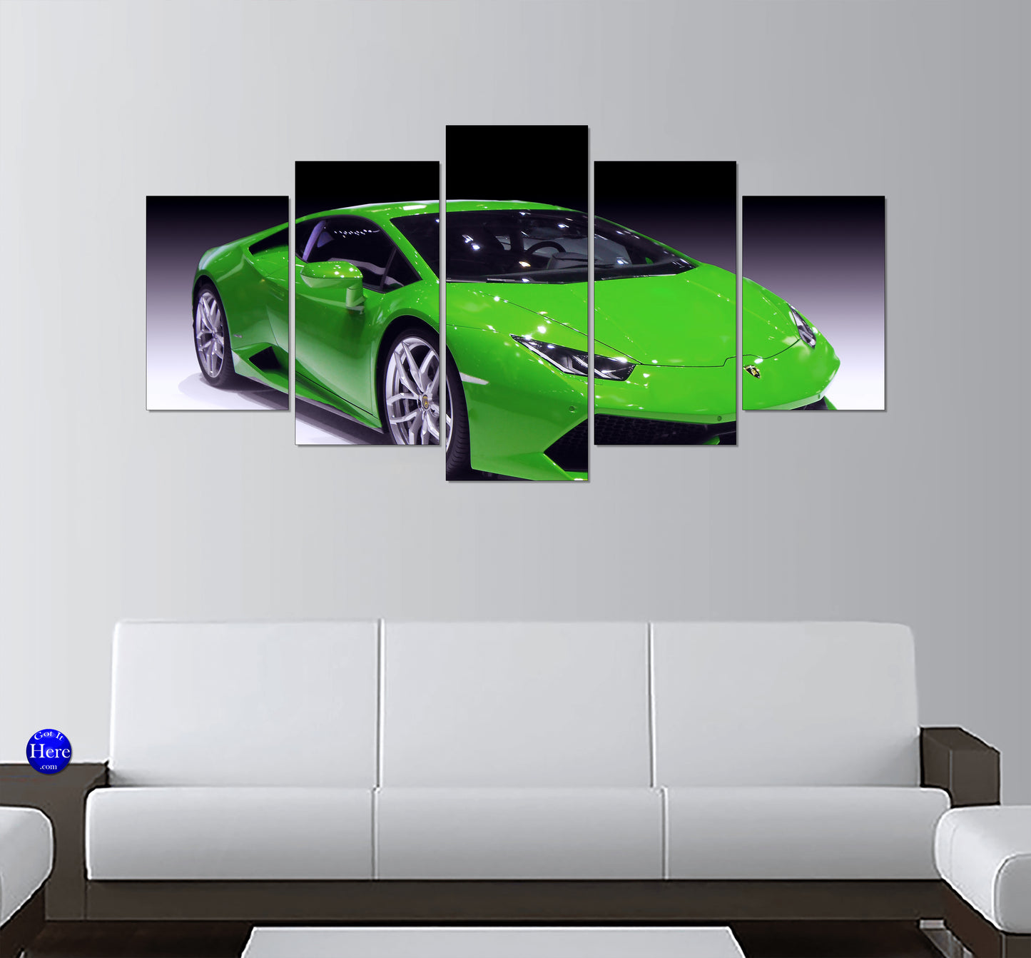 Lamborghini Huracan Green 5 Panel Canvas Print Wall Art