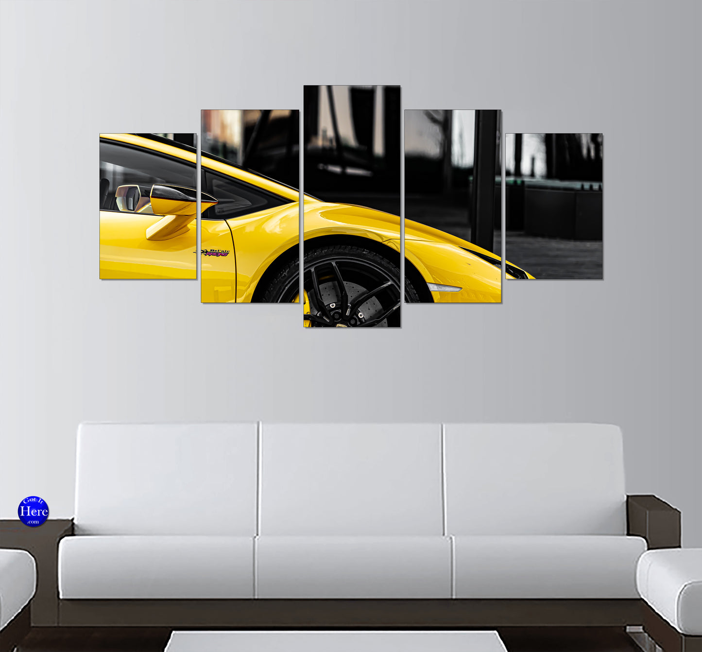 Lamborghini Huracan Yellow 5 Panel Canvas Print Wall Art