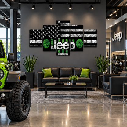 Green 1976-1986 Jeep CJ-7 Grille with Distressed American Flag