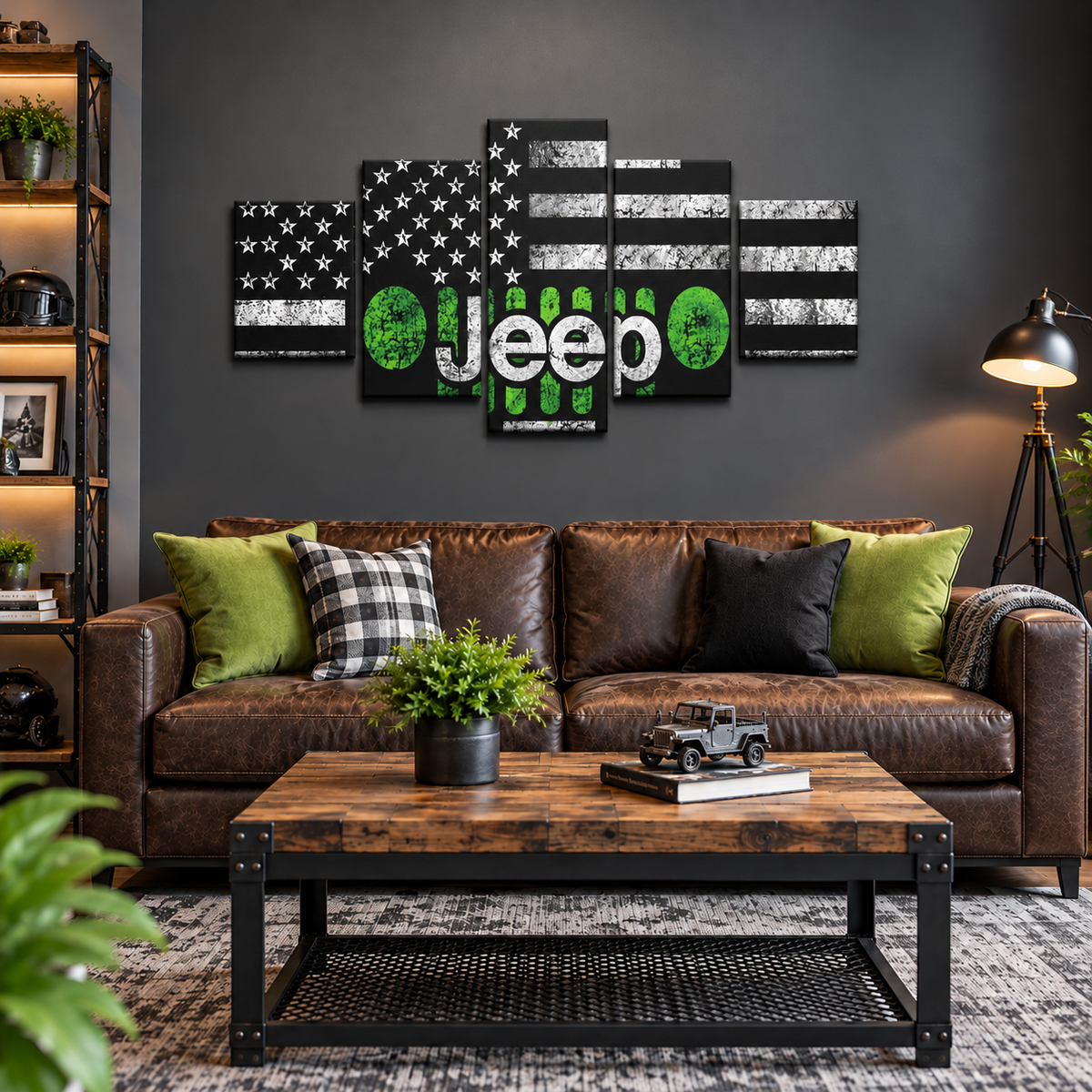 Green 1976-1986 Jeep CJ-7 Grille with Distressed American Flag
