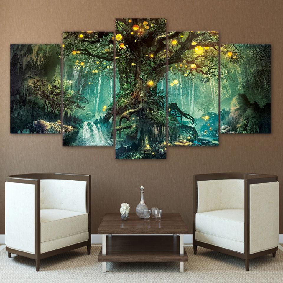 Enchanted Tree of Life in a Bioluminescent Forest