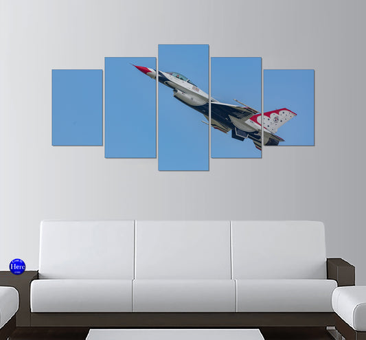USAF Thunderbird F-16 Angle Of Attack 5 Panel Canvas Print Wall Art