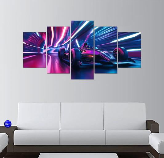 Futuristic Open-Wheel Formula Racer in a Neon Cyber Tunnel
