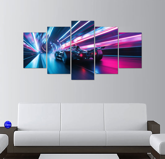 Neon Open-Wheel Formula Racer in a Cyber Tunnel