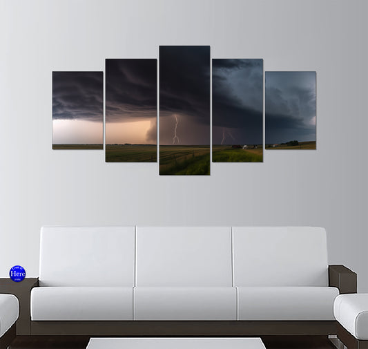Severe Lightning Storm Over Great Plains Farmland
