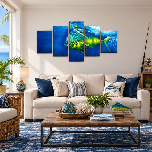 Mahi-Mahi Dorado Beneath the Sunlit Ocean Surface
