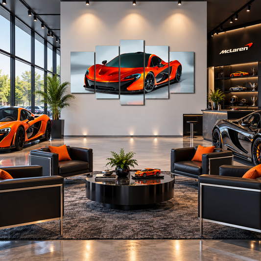 Orange McLaren P1 Hybrid Hypercar in a Bright Studio