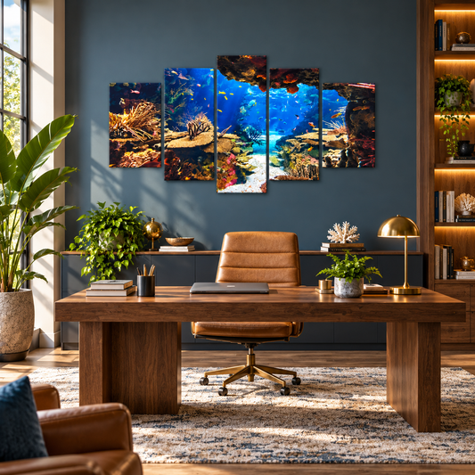 Tropical Coral Reef With Colorful Marine Life