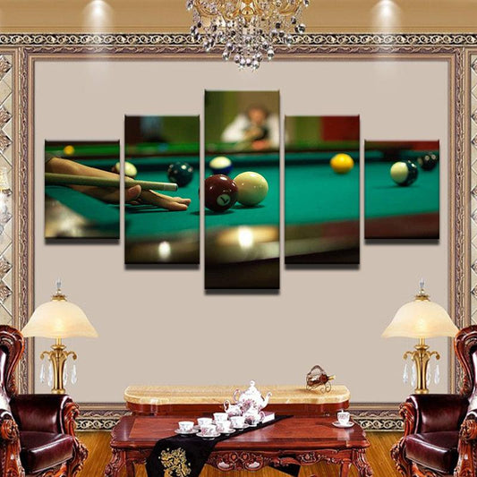 Pool Billiards 8-Ball 5 Panel Canvas Print Wall Art - GotItHere.com