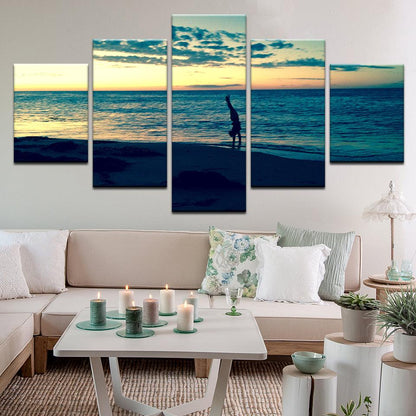 Handstand In The Water Beach Yoga Gymnastics 5 Panel Canvas Print Wall Art - GotItHere.com