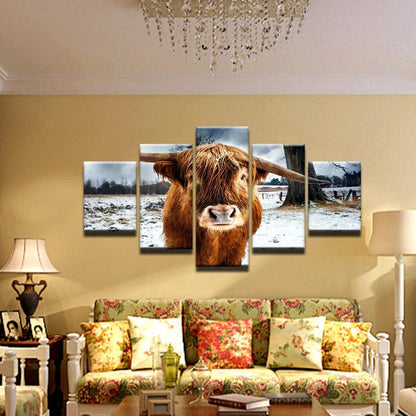 Highland Cow 5 Panel Canvas Print Wall Art - GotItHere.com