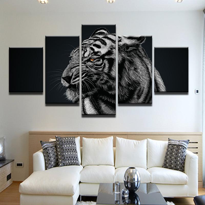 White Tiger 5 Panel Canvas Print Wall Art - GotItHere.com