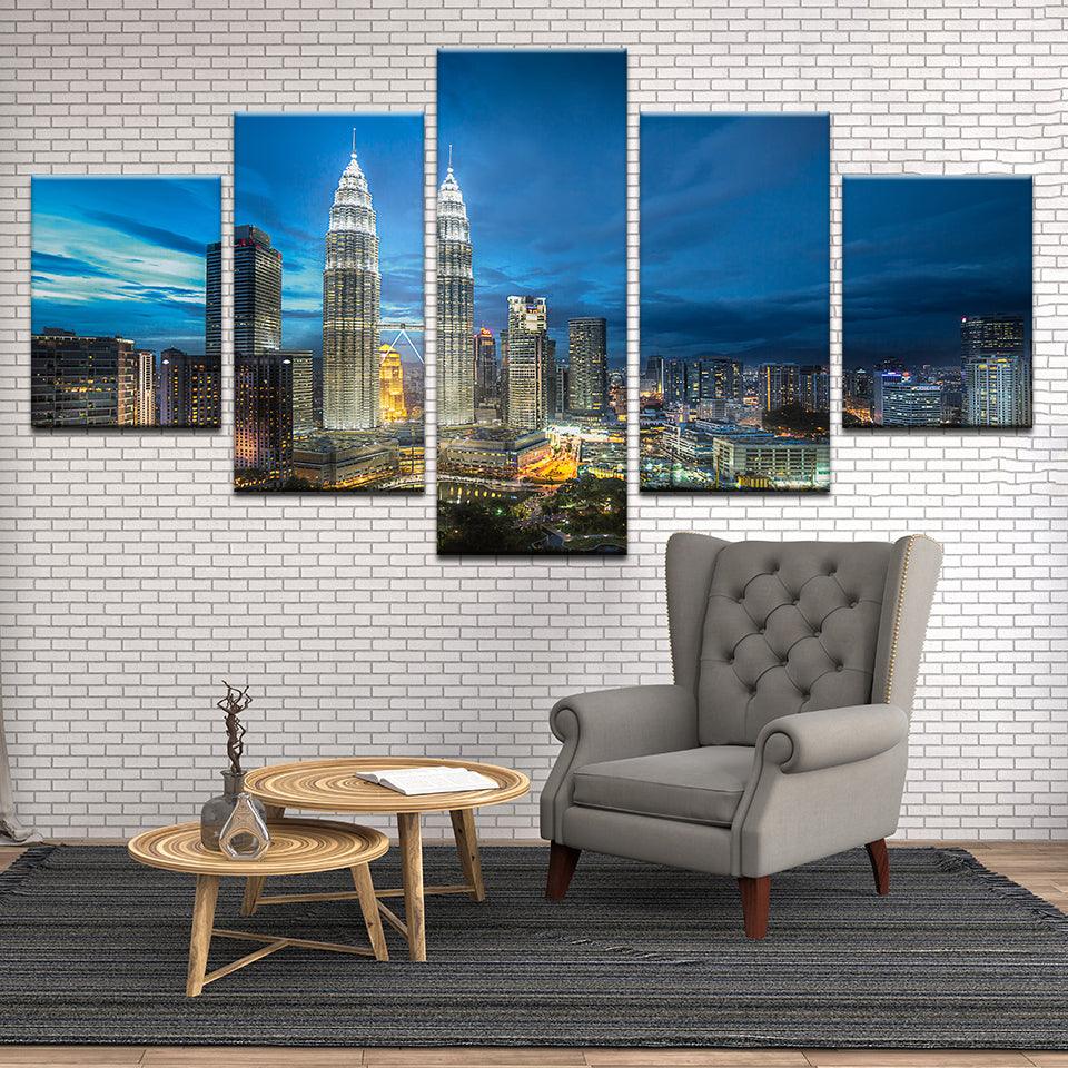 Kuala Lumpur Malaysia 5 Panel Canvas Print Wall Art - GotItHere.com