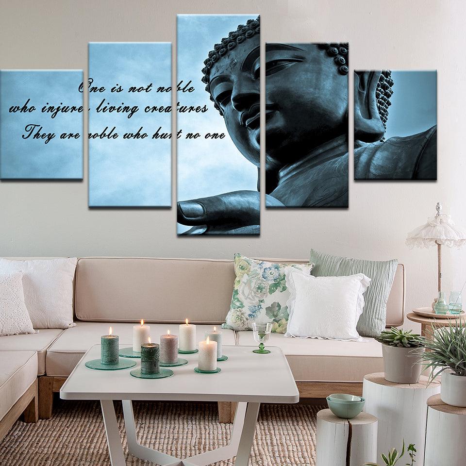 Buddha One Is Not Noble 5 Panel Canvas Print Wall Art - GotItHere.com