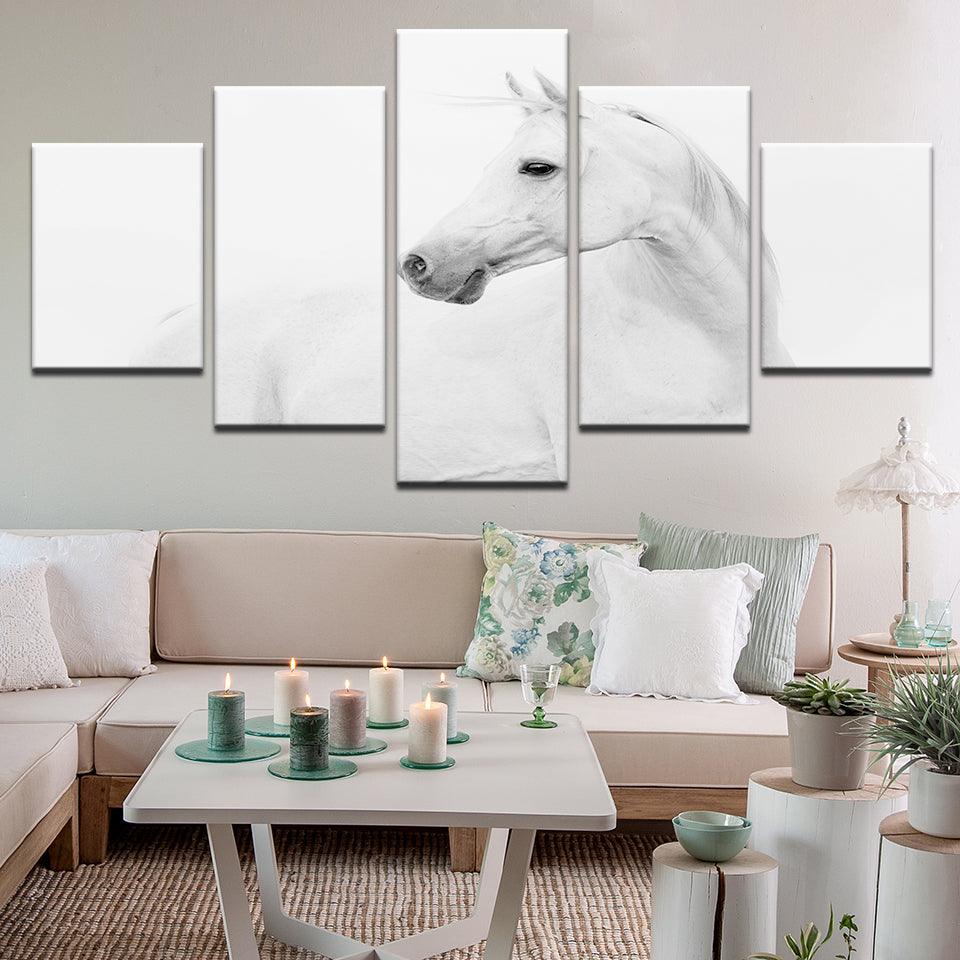 White Horse 5 Panel Canvas Print Wall Art - GotItHere.com