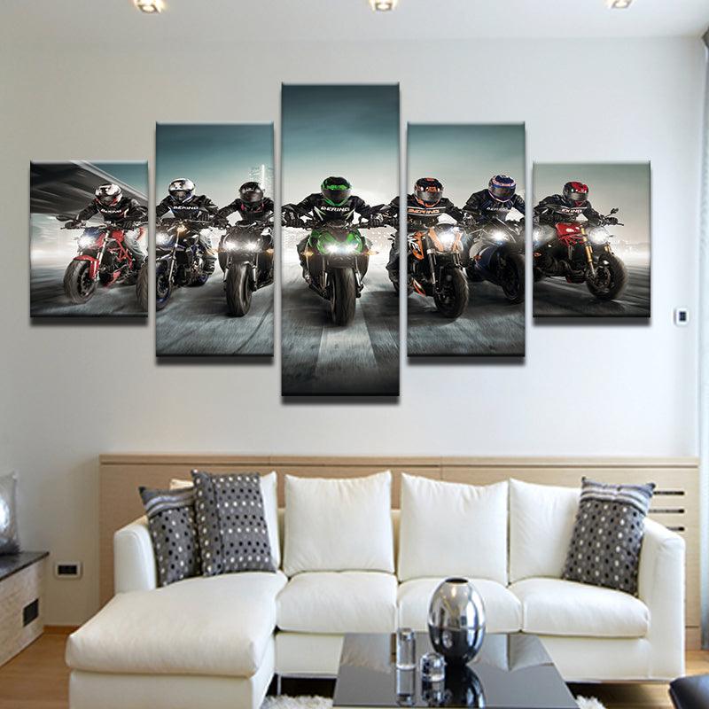 Sportbike Motorcycle Racing 5 Panel Canvas Print Wall Art - GotItHere.com