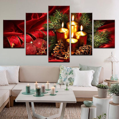 Christmas Decorations 5 Panel Canvas Print Wall Art - GotItHere.com