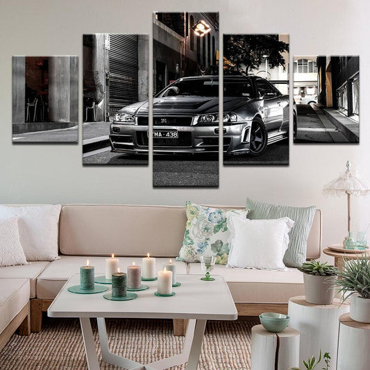Nissan GT-R 5 Panel Canvas Print Wall Art - GotItHere.com