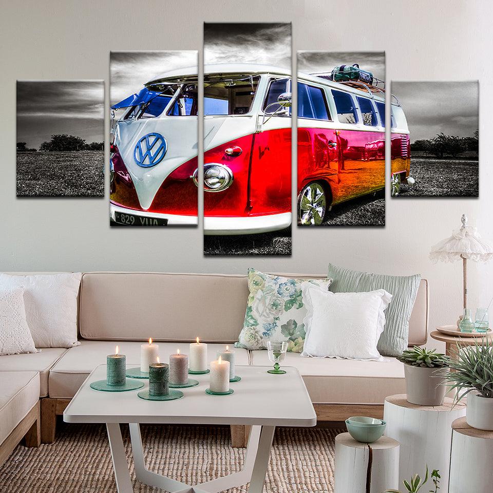 VW Volkswagen Van 5 Panel Canvas Print Wall Art - GotItHere.com