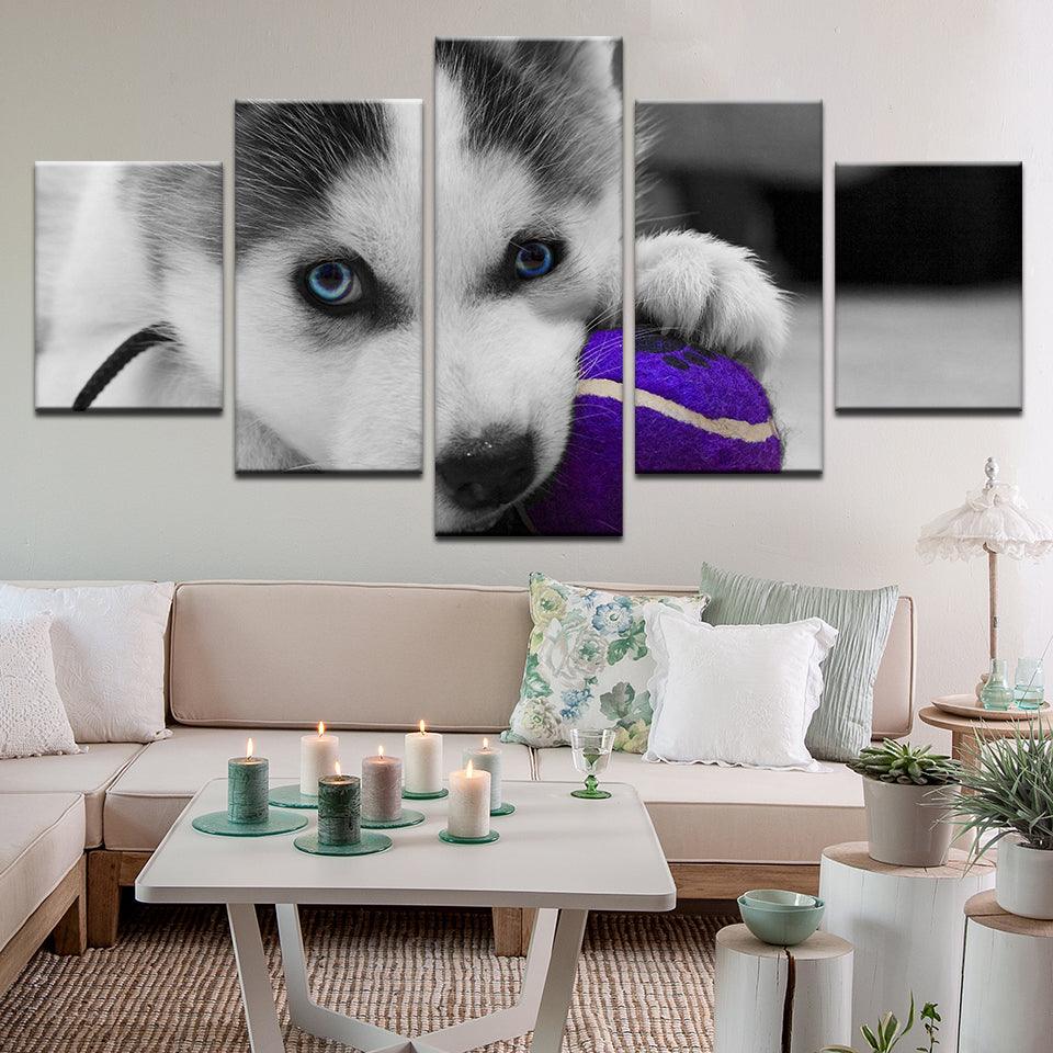 Husky Puppy 5 Panel Canvas Print Wall Art - GotItHere.com