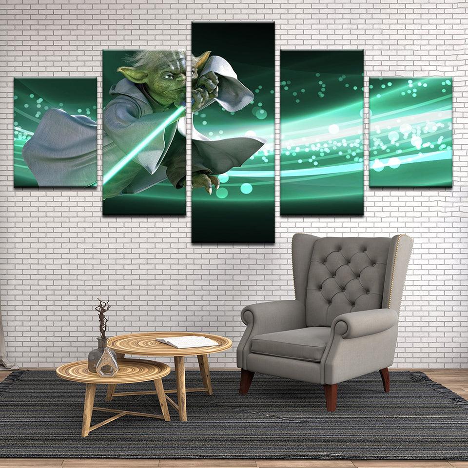Star Wars Master Yoda 5 Panel Canvas Print Wall Art - GotItHere.com