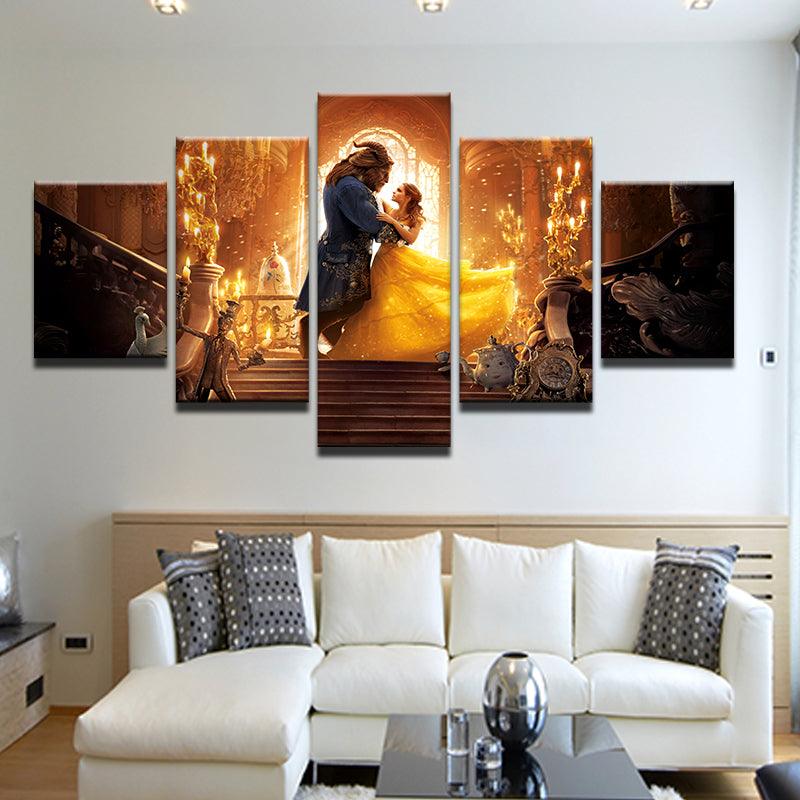 Beauty And The Beast 5 Panel Canvas Print Wall Art - GotItHere.com