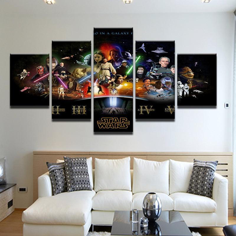 Star Wars Character Collage 5 Panel Canvas Print Wall Art - GotItHere.com