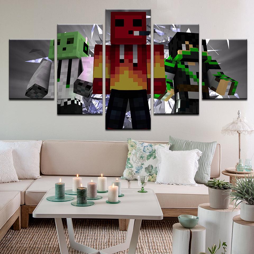 Minecraft 5 Panel Canvas Print Wall Art - GotItHere.com