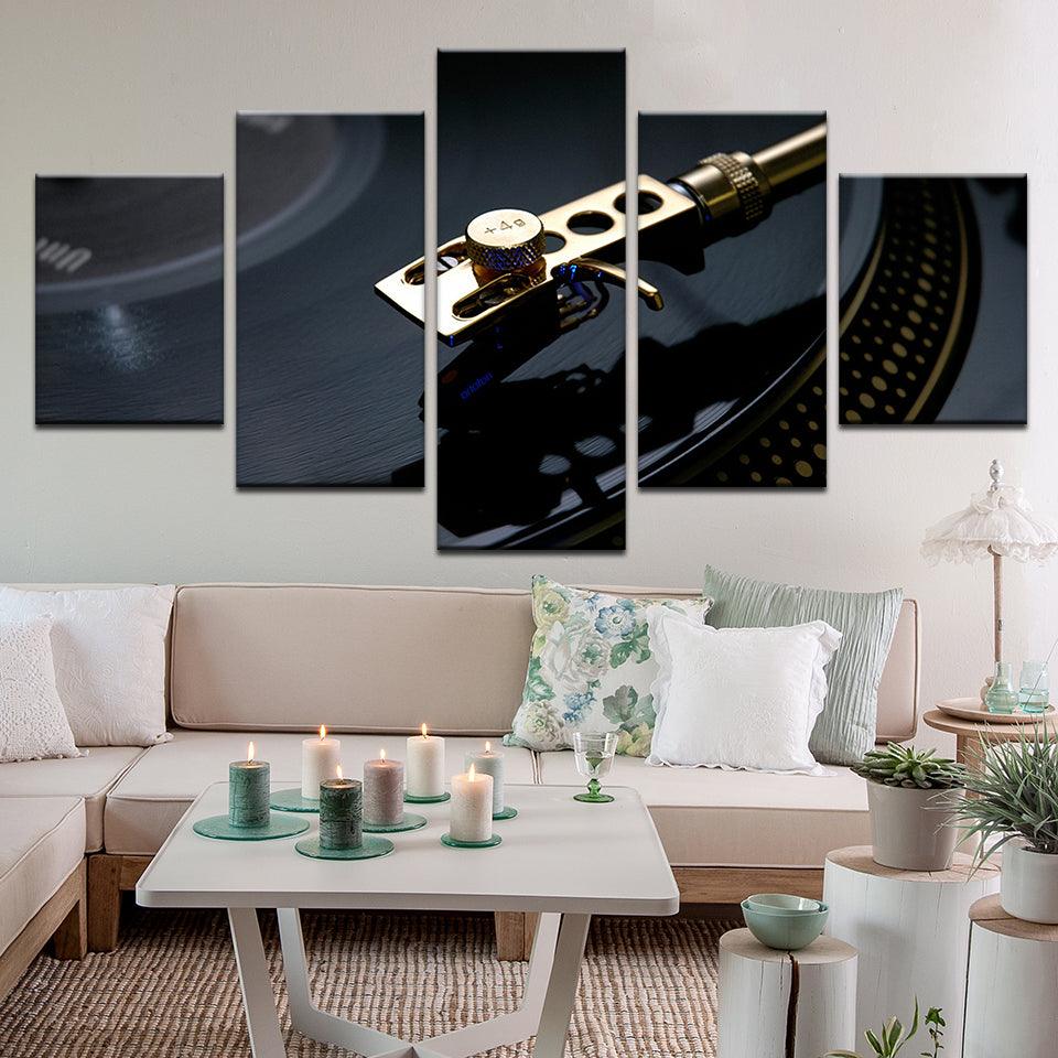 Record Player Turntable 5 Panel Canvas Print Wall Art - GotItHere.com