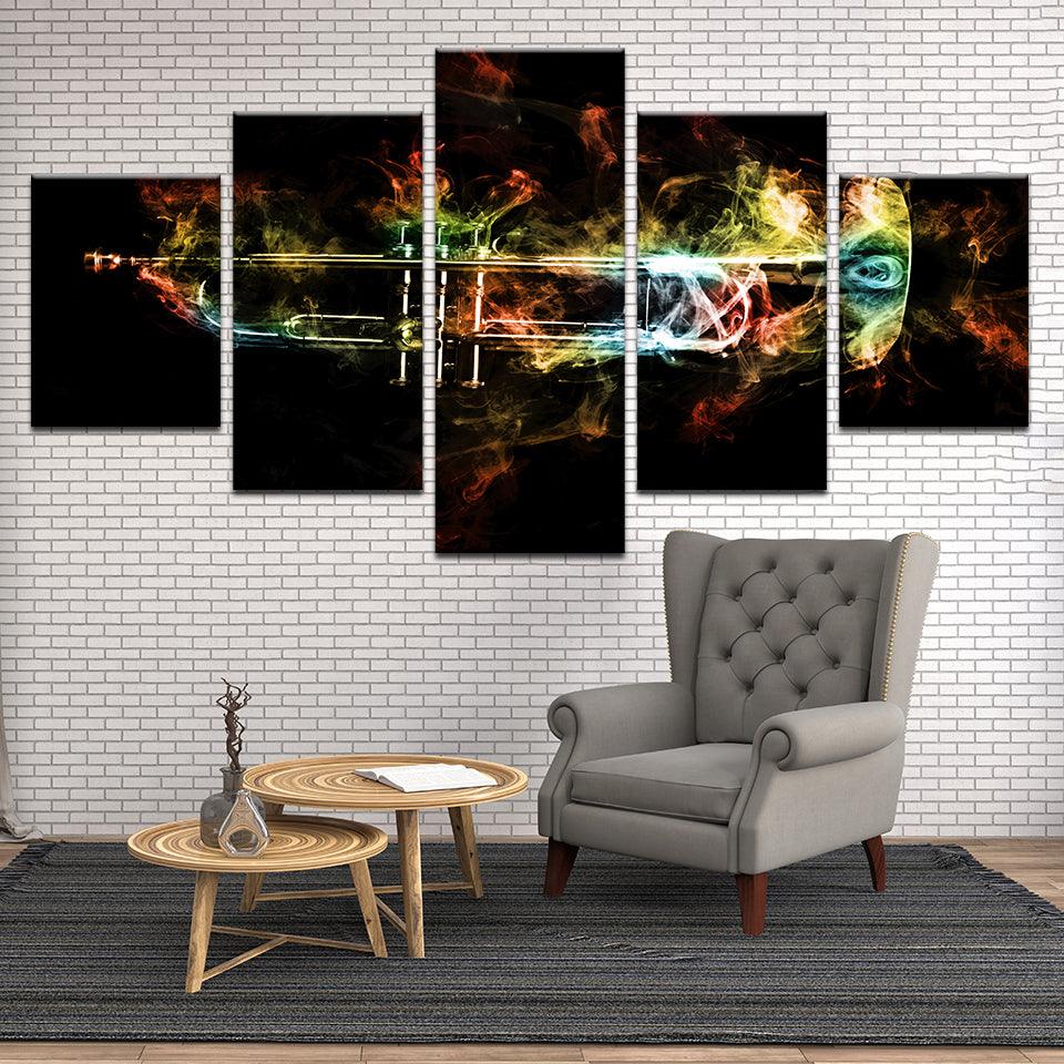 Trumpet Abstract 5 Panel Canvas Print Wall Art - GotItHere.com