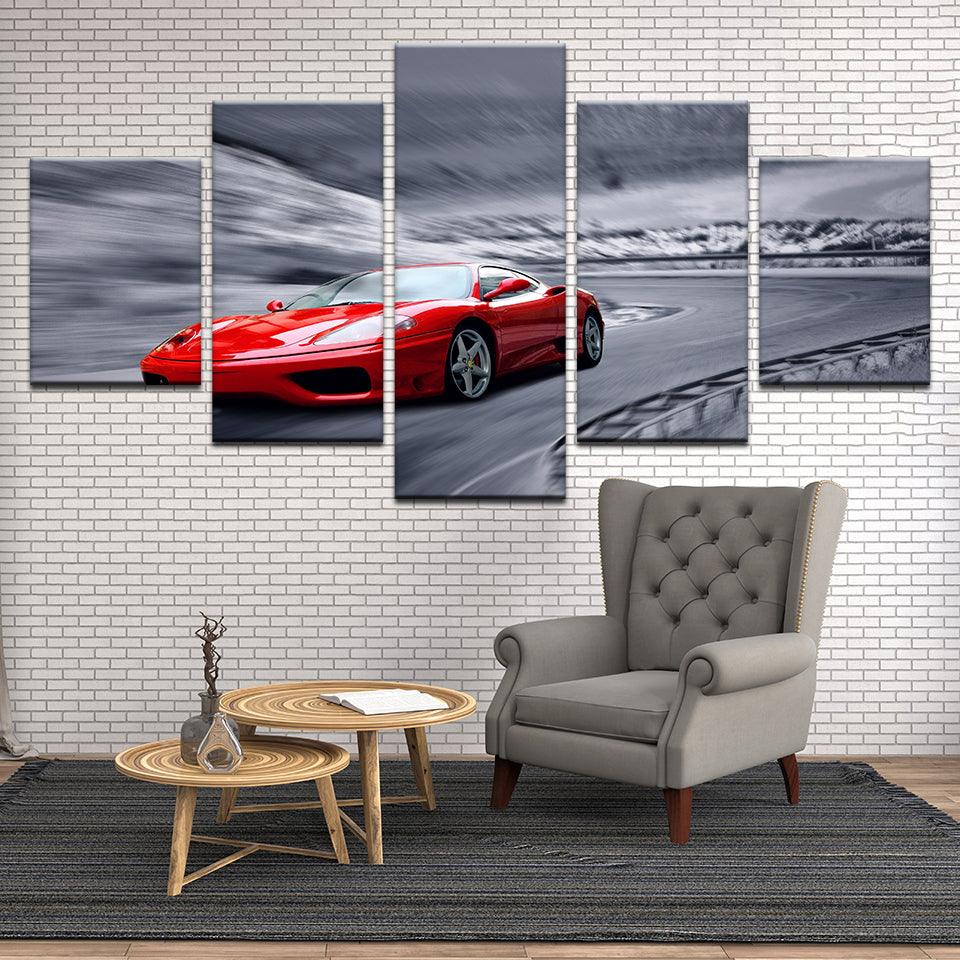 Ferrari 5 Panel Canvas Print Wall Art - GotItHere.com