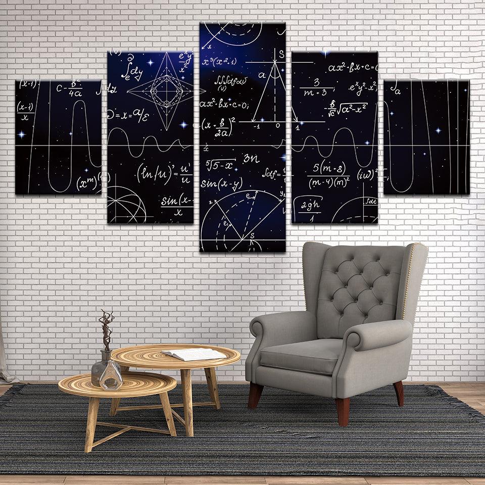 Galaxy Equations Physics Astronomy Astrophysics 5 Panel Canvas Print Wall Art - GotItHere.com