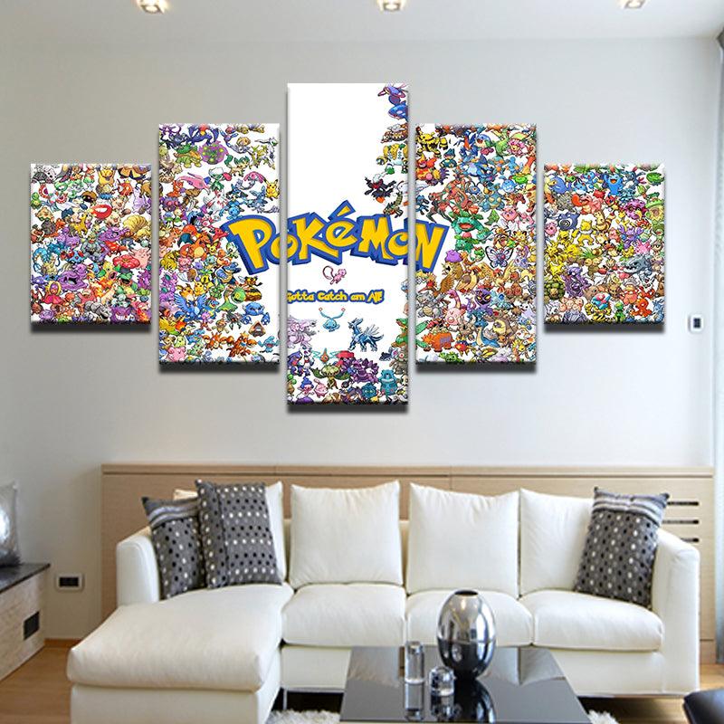 Pokemon Gotta Catch Em All 5 Panel Canvas Print Wall Art - GotItHere.com