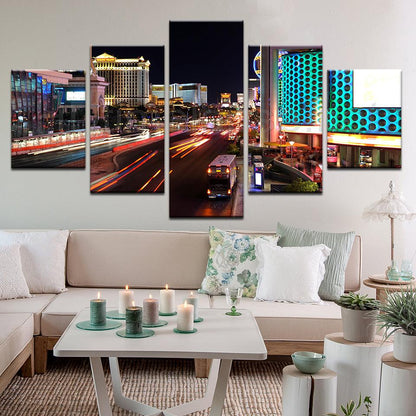 Las Vegas Strip Timelapse 5 Panel Canvas Print Wall Art - GotItHere.com