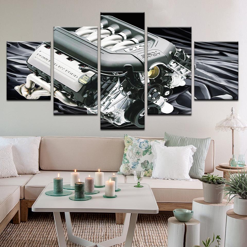 Ford 5.0L 32 Valve DOHC Coyote Engine 5 Panel Canvas Print Wall Art - GotItHere.com