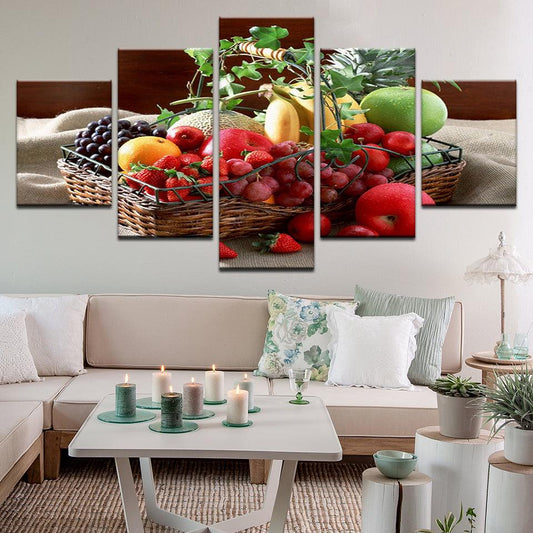 Fruit Basket 5 Panel Canvas Print Wall Art - GotItHere.com