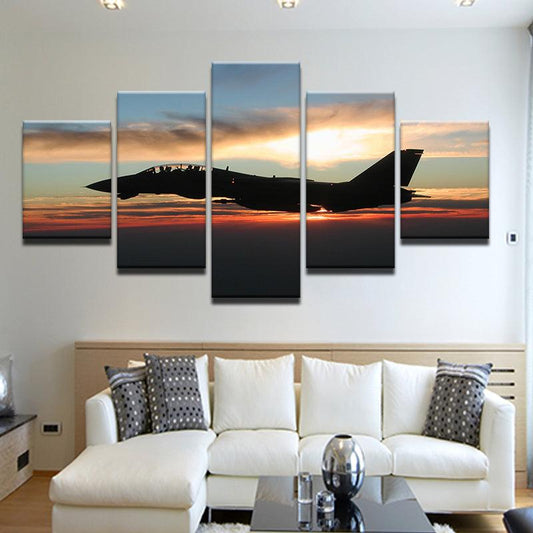 F-14 Tomcat Sunrise Silhouette 5 Panel Canvas Print Wall Art - GotItHere.com