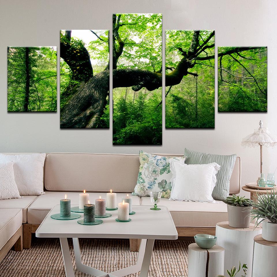 Mossy Oak Tree In Forest 5 Panel Canvas Print Wall Art - GotItHere.com