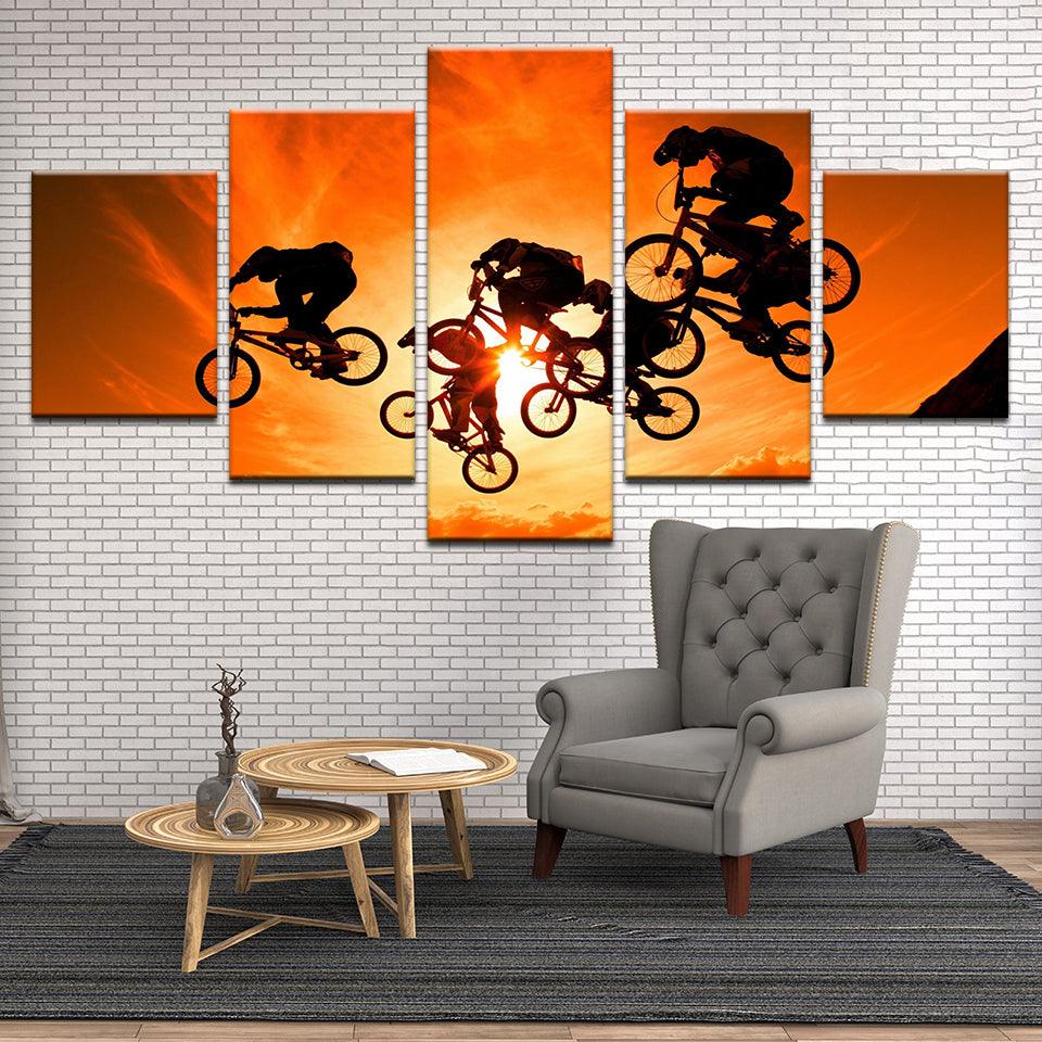 BMX Bike Racing 5 Panel Canvas Print Wall Art - GotItHere.com