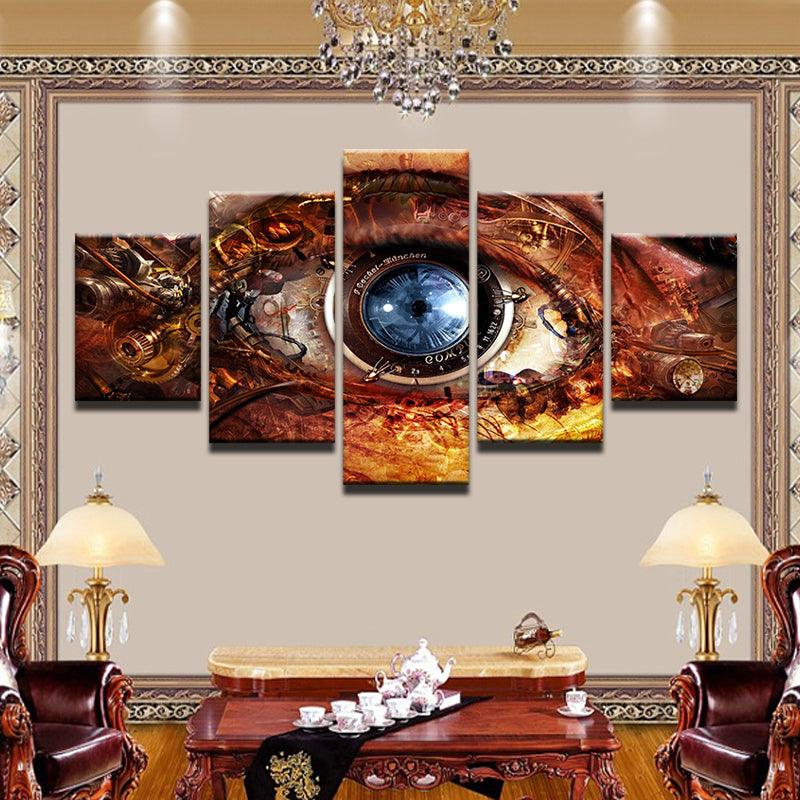 Steampunk Camera Lens Eye 5 Panel Canvas Print Wall Art - GotItHere.com