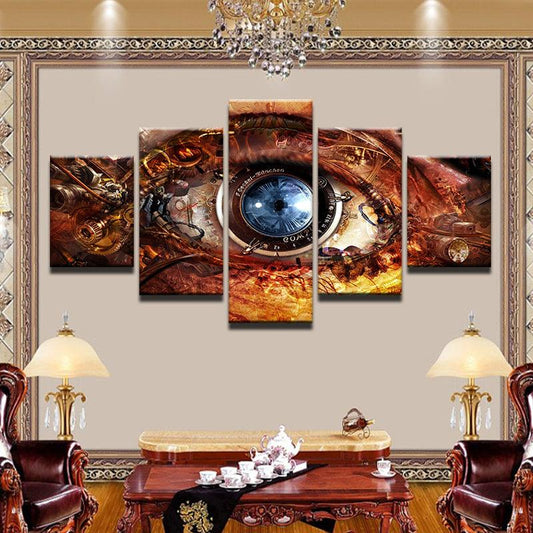 Steampunk Camera Lens Eye 5 Panel Canvas Print Wall Art - GotItHere.com